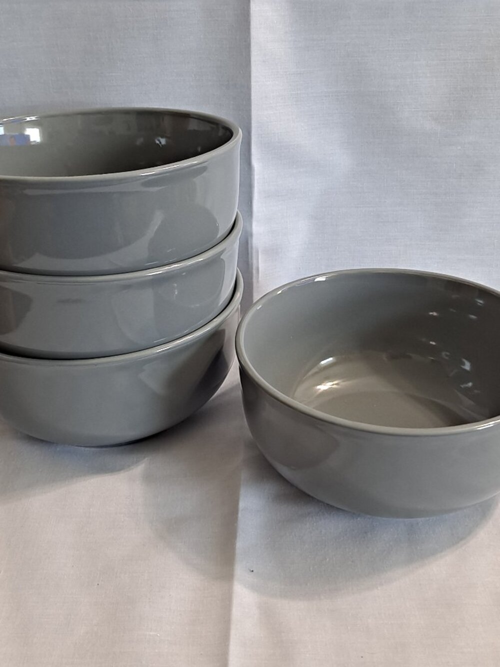 Set 4 Royal Norfolk Solid DARK GRAY 6" Soup BOWLS Cereal Stoneware